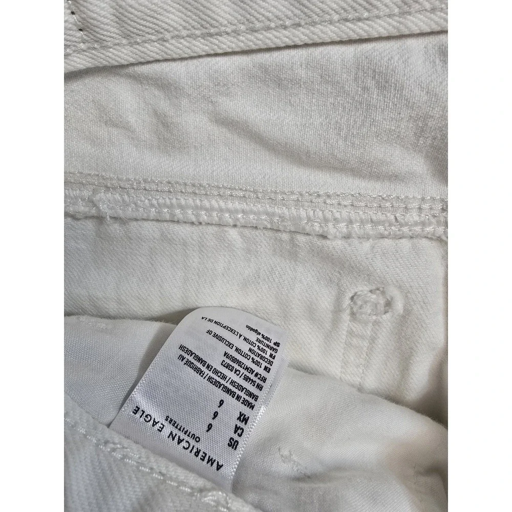 American‎ Eagle Women's Denim Shorts Highest Rise Mom Short  White 6